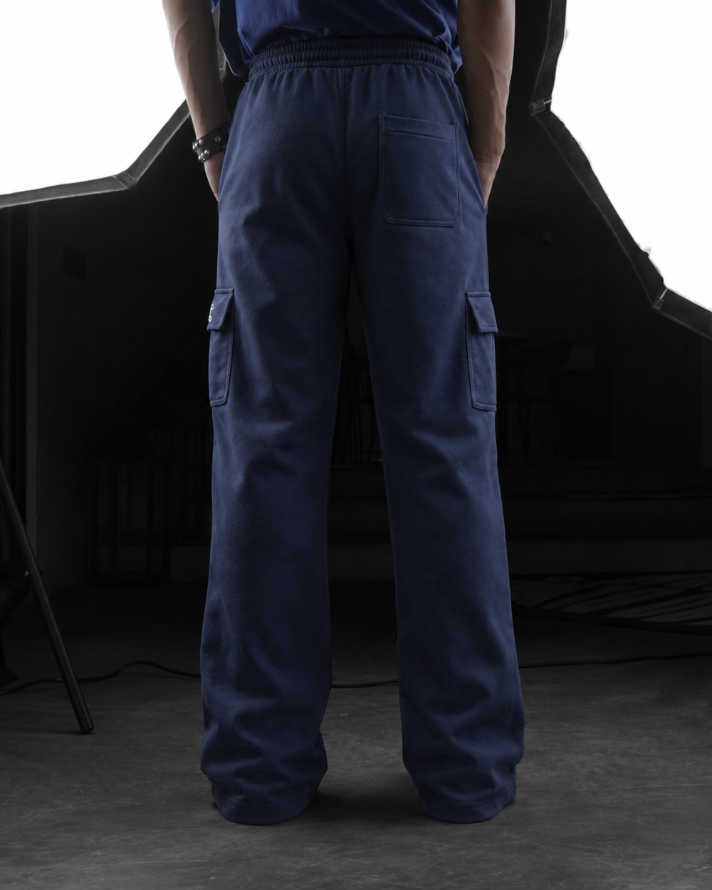 Structure Navy Blue Straight Fit Cargo
